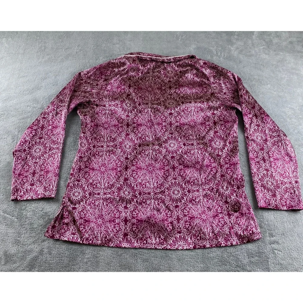 Jaclyn Smith Womens Pajama Top Long Sleeve Button Down Purple Floral Print Large